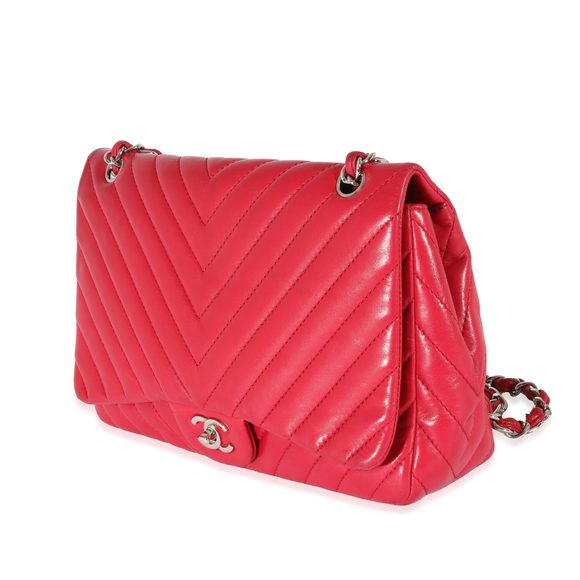 Chanel Pink Lambskin Chevron Jumbo Single Flap Bag - Picture 2 of 8